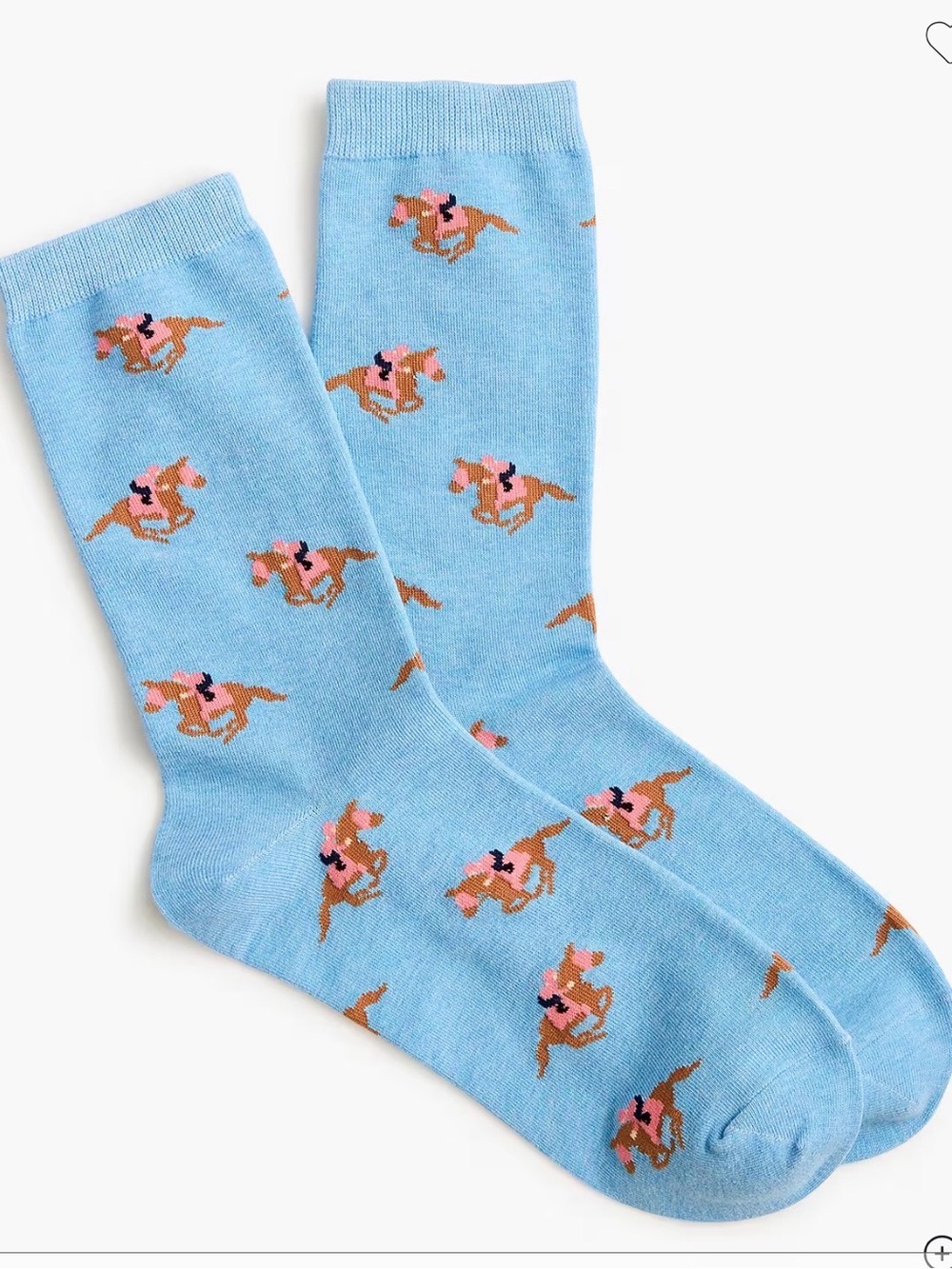 J. Crew Light Blue Crew trouser Socks with Horse Motif derby